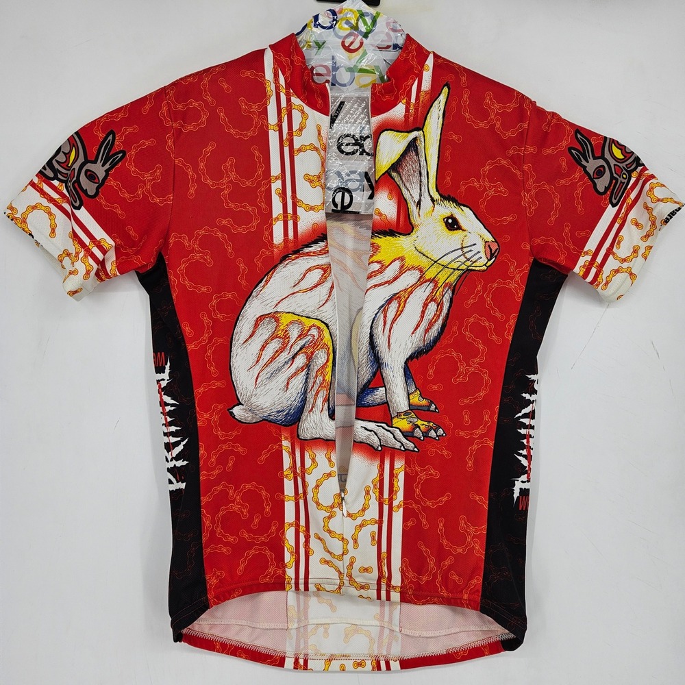 Vintage Primal‎ Wear Cycling Jersey Mens Large Red White Hare Ball Outdoors
